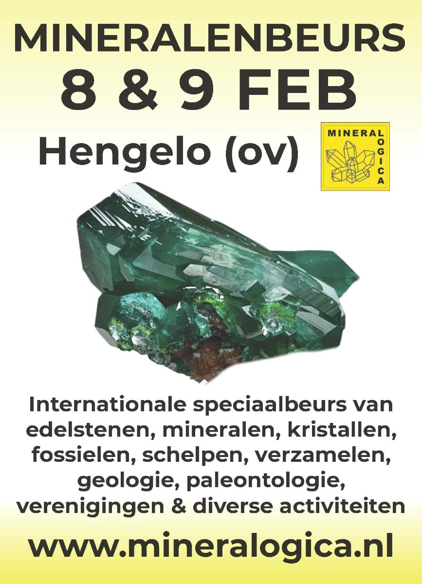 Mineralenbeurs Mineralogica 8 en 9 februari 2025